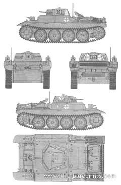 Tank Pz.Kpfw. II (F) Flamingo - drawings, dimensions, figures