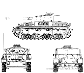 Tank Pz.Kpfw. IV Ausf.D mit 7.5cm Kw.K.40 L-43 - drawings, dimensions, figures