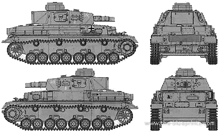 Tank Pz.Kpfw. IV Ausf.E Vorpanzer - drawings, dimensions, figures