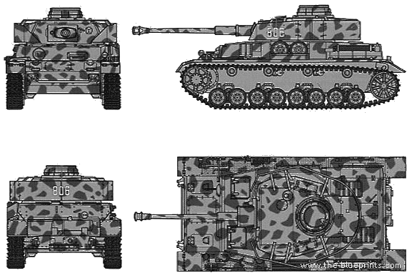Танк Pz.Kpfw. IV Ausf.J Sd.Kfz.161 2 - чертежи, габариты, рисунки