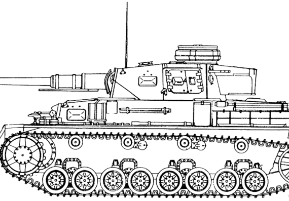 Tank Pz.Kpfw. IV Ausf F2 - drawings, dimensions, figures