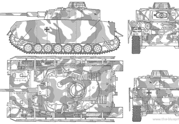 Tank Pz.Kpfw. IV Ausf. H - drawings, dimensions, figures