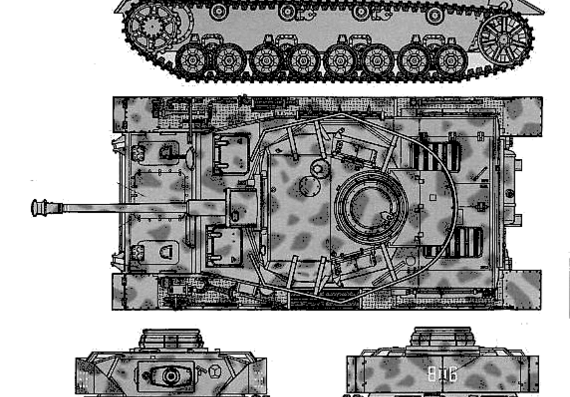 Tank Pz.Kpfw. IV Ausf. J - drawings, dimensions, figures