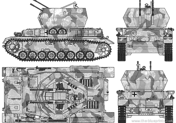 Tank Pz.Kpfw. IV Wirbelwind - drawings, dimensions, figures