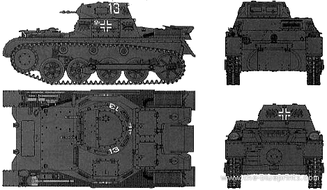 Tank Pz.Kpfw. I Ausf.A - drawings, dimensions, figures