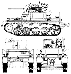 Tank Pz.Kpfw. I Ausf.A Flakpanzer I 38 20mm - drawings, dimensions, figures