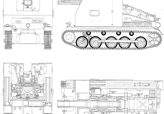 Танк Pz.Kpfw. I Ausf.B siG 33 Sfi 15cm - чертежи, габариты, рисунки