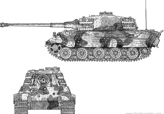 Танк Pz.Kpfw. VI King Tiger - чертежи, габариты, рисунки