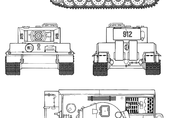 Танк Pz.Kpfw. VI Tiger I Ausf.E Last Model - чертежи, габариты, рисунки