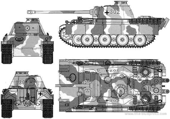 Tank Pz.Kpfw. V Ausf.G Panther - drawings, dimensions, figures