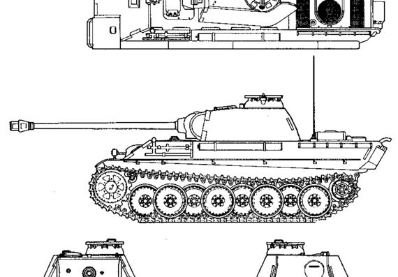 Танк Pz.Kpfw. V Panther Ausf.G - чертежи, габариты, рисунки