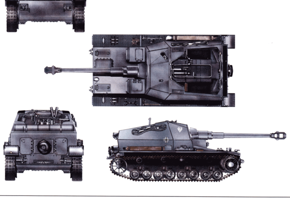 Tank Pz.SA.IVa Dicker Max 10.5cm - drawings, dimensions, figures