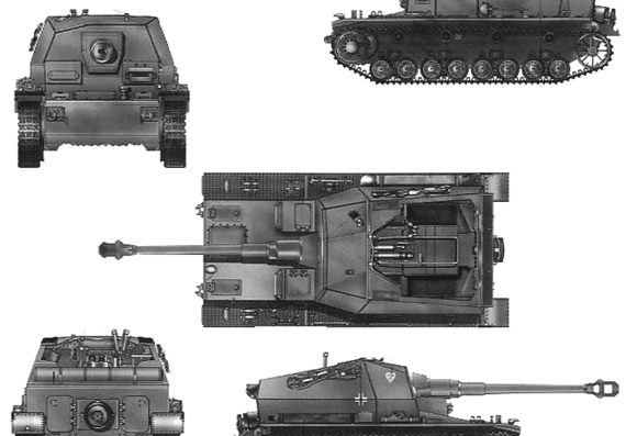 Tank Pz.Sfl.IVa 10.5cm Dicker Max - drawings, dimensions, figures
