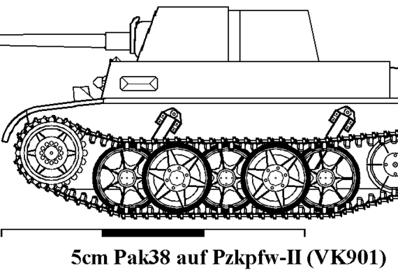 Танк PzSfl Ic 5cm Pak38 auf PzKpfwII Sonderfahrgestell 901 - чертежи, габариты, рисунки