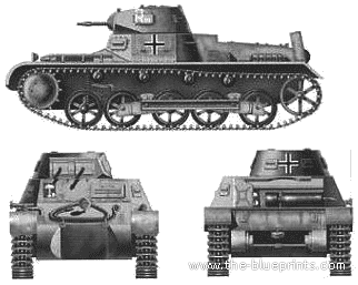 Танк Pz.kpfw. I Ausf.B - чертежи, габариты, рисунки