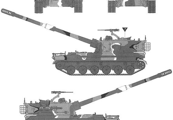 Танк ROK K9 155mm SPG - чертежи, габариты, рисунки