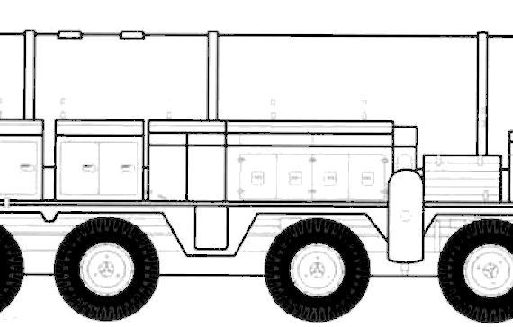 Танк RT-2PM Topol SS-25 Sickle on MAZ-79173 - чертежи, габариты, рисунки