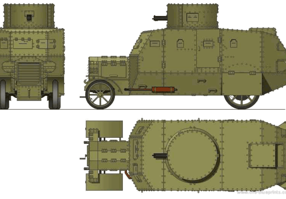Танк Raba VP. Armored Car (1927) - чертежи, габариты, рисунки