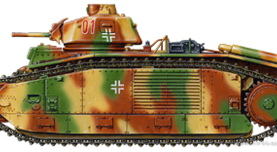 Renaelt B-1 Bis Char tank - drawings, dimensions, figures