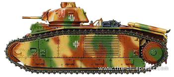 Renault B1 bis tank - drawings, dimensions, pictures
