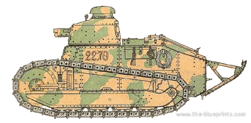 Танк Renault FT 37mm - чертежи, габариты, рисунки