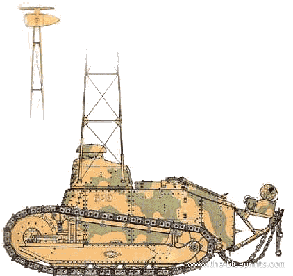 Танк Renault FT Projector Tank - чертежи, габариты, рисунки