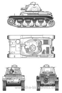 Танк Renault R-35 (1935) - чертежи, габариты, рисунки