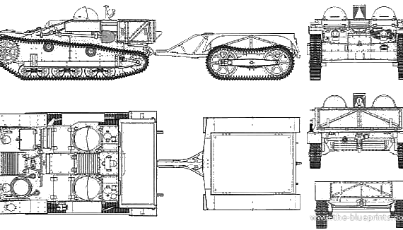 Танк Renault UE Tractor - чертежи, габариты, рисунки