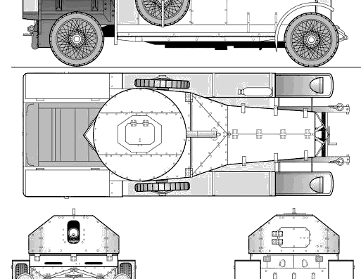 Rolls-Royce Armoured Car 1914 - drawings, dimensions, pictures