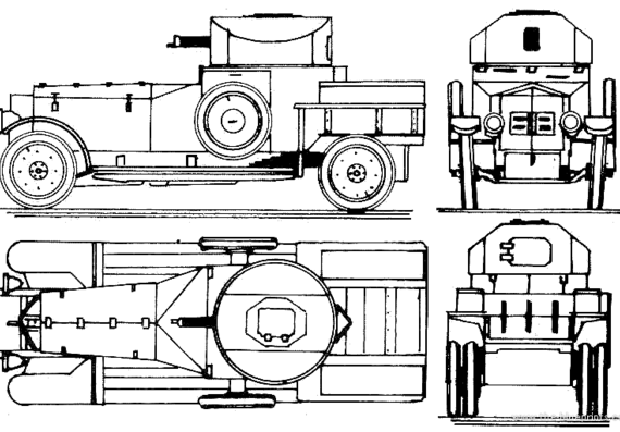 Rolls-Royce Armoured Car WWI tank - drawings, dimensions, pictures