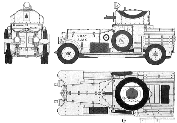 Танк Rolls Royce Armoured Car Pattern Mk.I (1920) - чертежи, габариты, рисунки