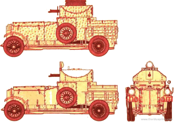 Rolls Royce Silver Ghost Armoured Car Pattern Tank (1914) - drawings, dimensions, pictures