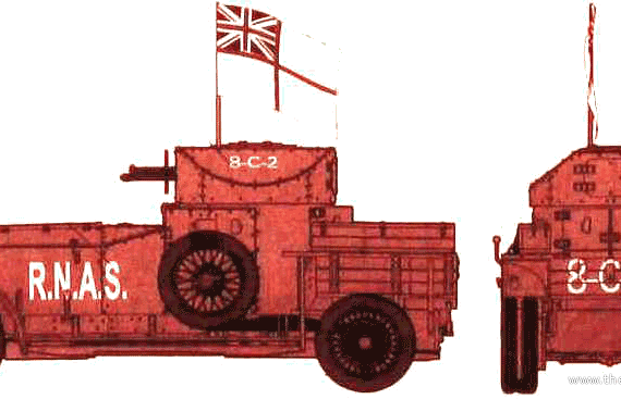 Rolls Royce Silver Ghost Armoured Car Pattern Tank (1916) - drawings, dimensions, pictures