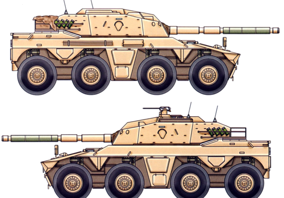 Rooikat 105 tank - drawings, dimensions, pictures