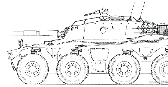 Танк Rooikat Armored Fighting Vehicle by BAE systems - чертежи, габариты, рисунки