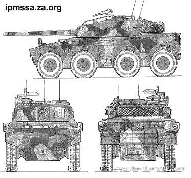 Танк Rooikat by BAE Systems - чертежи, габариты, рисунки