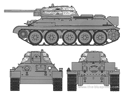 Russian Tank T-34 76 Model (Cast Turret) (1941) - drawings, dimensions, pictures
