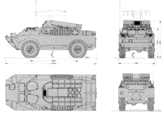 Танк SA-9 Gaskin - чертежи, габариты, рисунки