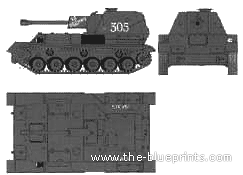 Tank SPG SU-76 - drawings, dimensions, figures