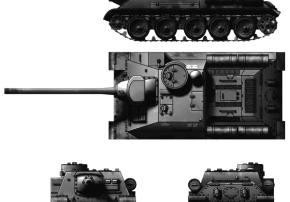 SU-100 tank - drawings, dimensions, figures