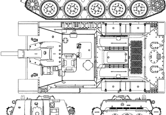 Танк SU-122 - чертежи, габариты, рисунки