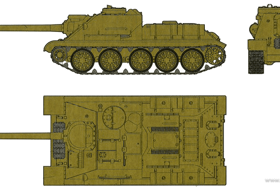 Tank SU-122P - drawings, dimensions, figures