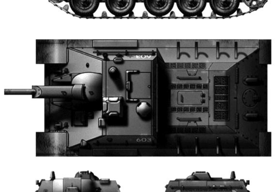 Танк SU-122 (1943) - чертежи, габариты, рисунки