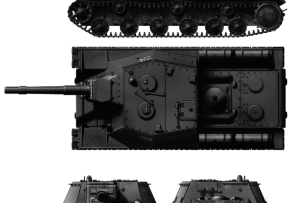 Танк SU-152 - чертежи, габариты, рисунки