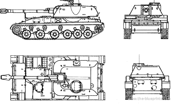 Танк SU-152 M-1973 - чертежи, габариты, рисунки