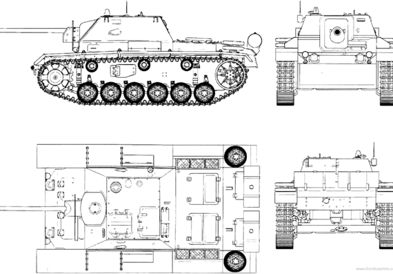 Танк SU-76I - чертежи, габариты, рисунки