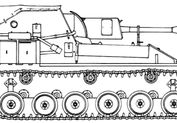 Танк SU-76M Model (1944) - чертежи, габариты, рисунки