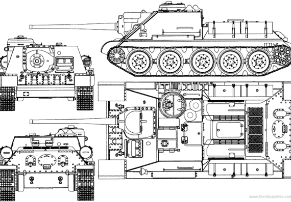 Tank SU-85 - drawings, dimensions, figures