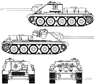 SU-85M Tank Destroyer - drawings, dimensions, pictures