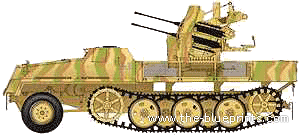 Tank Schwere Wehrmachtschlepper sWS + 2cm Flakvierling - drawings, dimensions, pictures